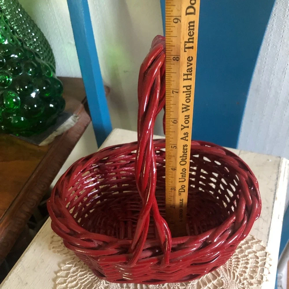 Vintage Red Lacquer Basket
